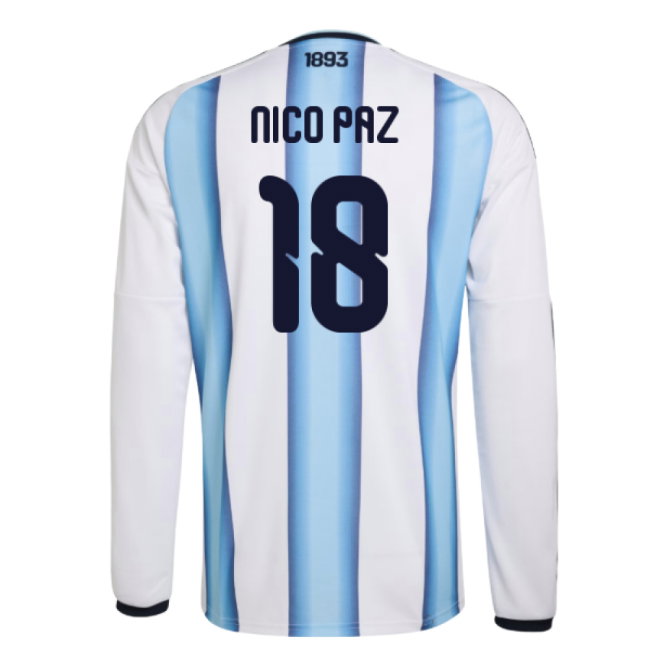 2026-2027 Argentina Long Sleeve Home Shirt (Nico Paz 18)-SoccerKits Hub | Buy Soccer Jerseys Online
